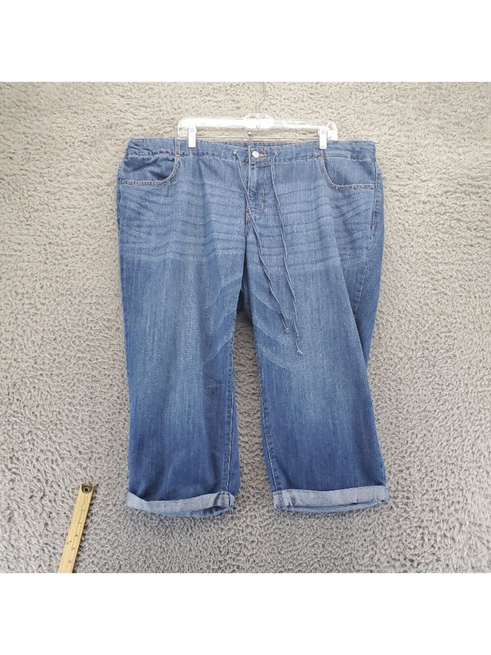Old Navy Jeans Womens Size 20 Blue Plus Relaxed Fit Stretch Denim Capri *Read*